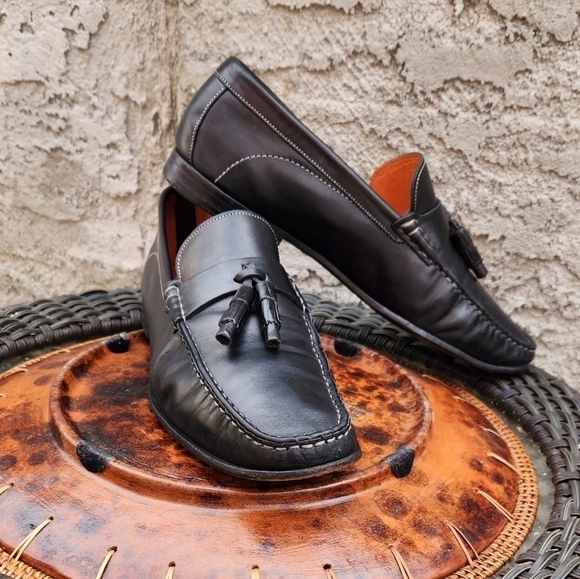 SANTONI LEATHER TASSEL LOAFER - Picture 2 of 11